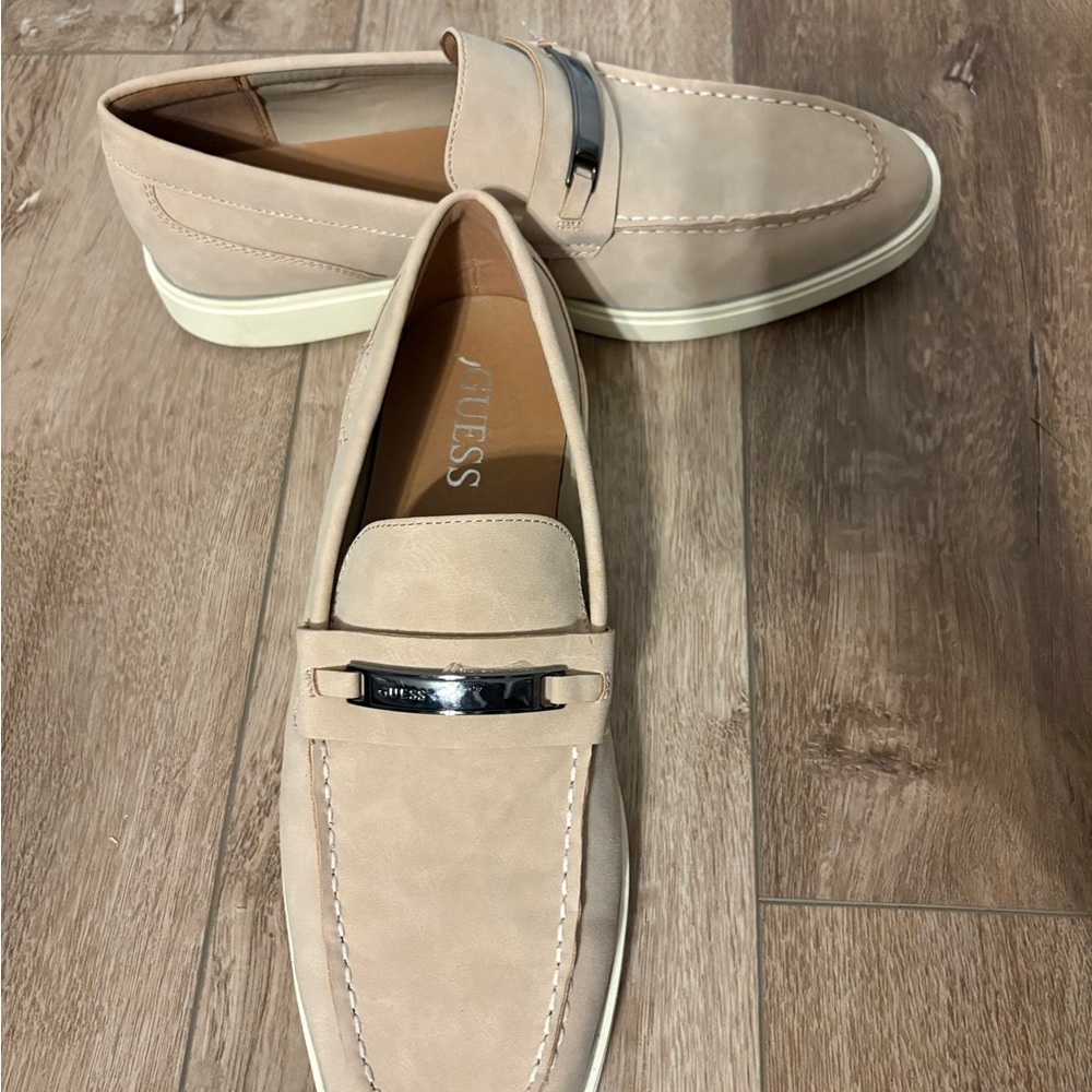 GUESS Men's Beige Slip-On Loafers